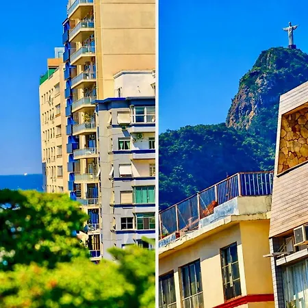 Quarto e sala vista Cristo e mar de Copacabana-3